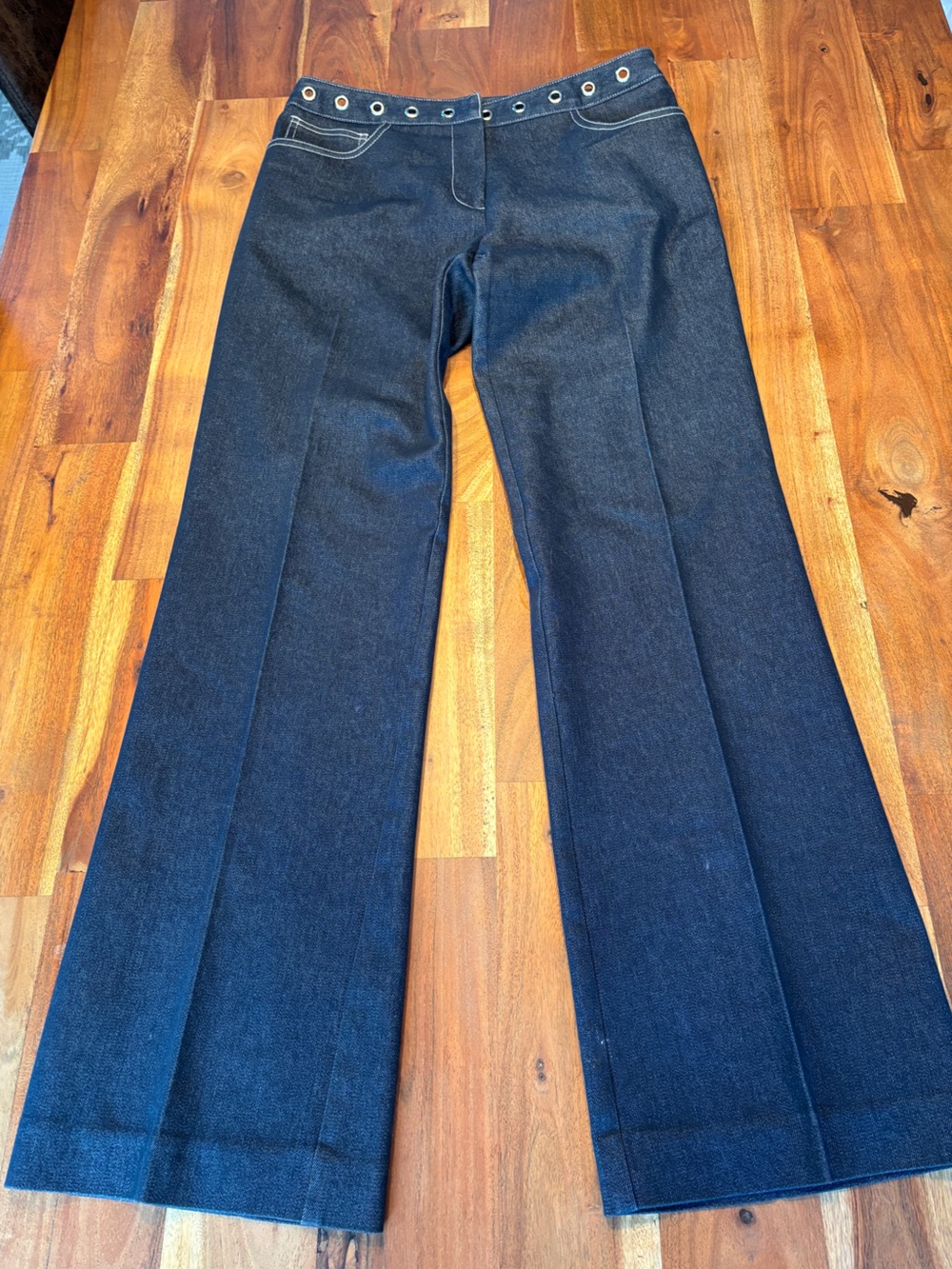 Trina Turk Dark Wash Grommet Flare Jeans - Size 6